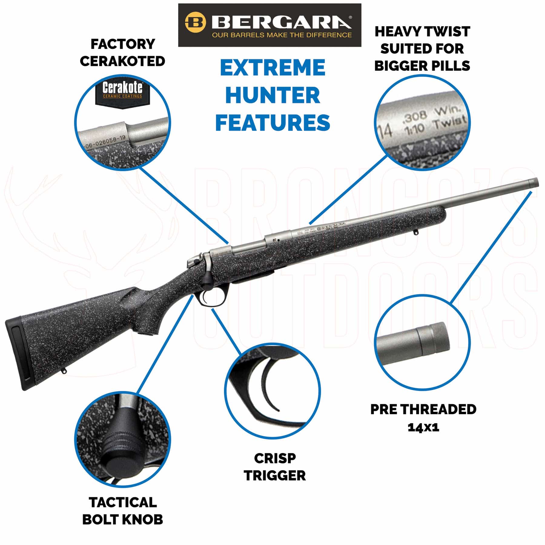 Bergara B14 Extreme Hunter 308 Broncos Outdoors