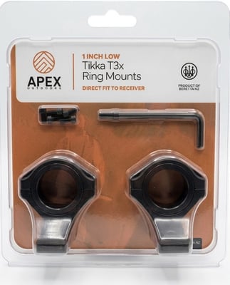 Apex Ringmounts Scope Rings Tikka T3X 1" Low