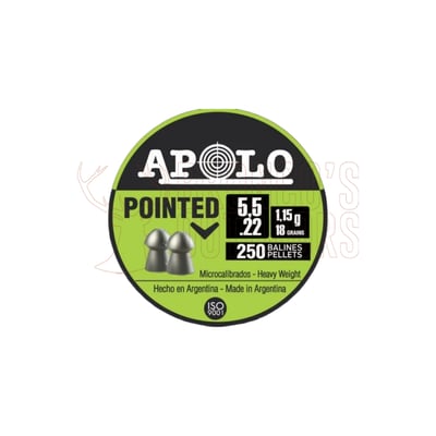 Apolo Pointed Airgun Pellets .22 18gr 250 Rounds