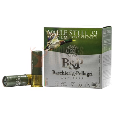 B&P Valle Steel 12ga 3" 33gm 25 Rounds