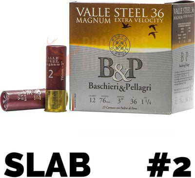 B&P Valle Steel 12ga 3" 36gm Steel Shot 250 Rounds
