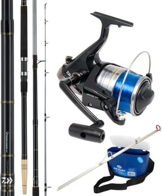 Daiwa Eliminator 13' Surf Rod + Daiwa Procyon 5500 Surfcasting Reel + Jarvis Walker Galvanised Rod Spike 75cm + Jarvis Walker Bait Bucket with Belt