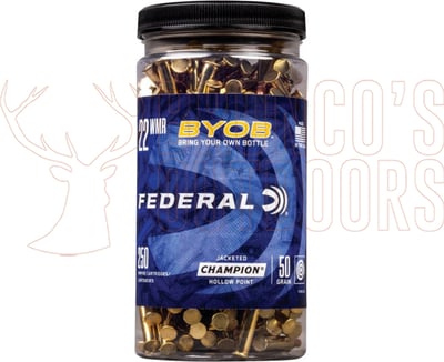 Federal BYOB .22 WMR 50gr JHP 250 Rounds