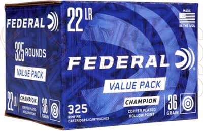 Federal Champion .22 LR 36gr HP 325 Rounds