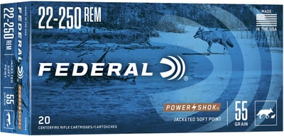 Federal Power-Shok .22-250 Rem 55gr Soft Point 20 Rounds