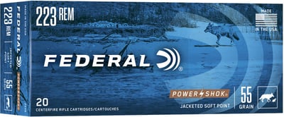 Federal Power Shok .223 Rem 55gr SP 20 Rounds
