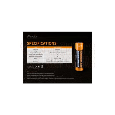 Fenix 21700 5000mAh Type-C USB Rechargeable Battery