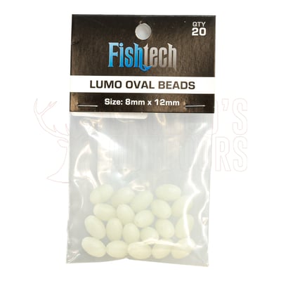 Fishtech Lumo Beads Oval 8mmx12mm 20 Pack