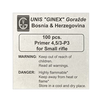 Ginex Small Rifle Primers 100 Count