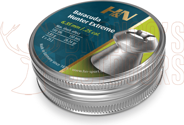 H&N Baracuda Hunter Extreme Pellets .25 Calibre 28.24gr HP 150 Rounds
