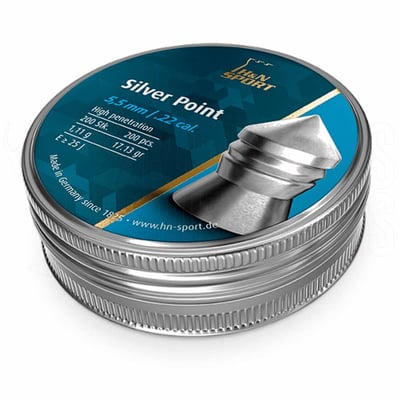 H&N Sport Silver Point .22 Pellets 17.13gr 200 Rounds
