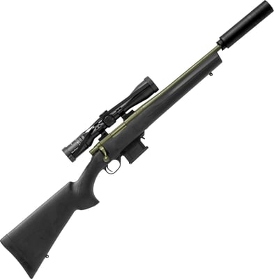Howa Mini Action Sniper Green Black Stock .223 Threaded 20" + Nikko Stirling Panamax Rifle Scope 3-9x40mm + DPT MK2 Over-Barrel Suppressor 1/2-20 .22 Cal