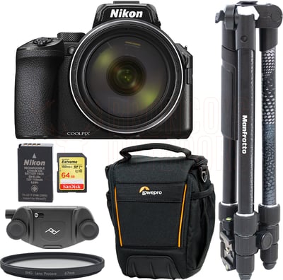 Nikon COOLPIX P950 83x Super Zoom Camera + Element MII Aluminium Tripod + Adventura TLZ 30 II Camera Bag + SanDisk Extreme 64GB SDXC Card