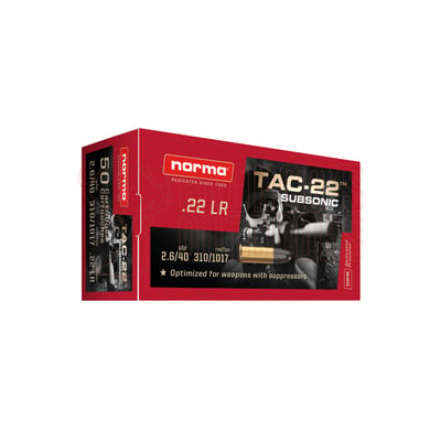 Norma TAC Subsonic .22 LR 40gr LHP 500 Rounds