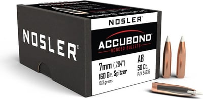 Nosler AccuBond Spitzer 7mm .284" 160gr Projectiles 50 Count