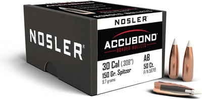 Nosler AccuBond Spitzer Projectiles .30 Cal .308" 150gr 50 Count