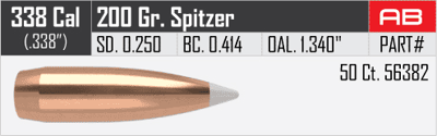 Nosler AccuBond Spitzer Projectiles .338 Cal 200gr 50 Count
