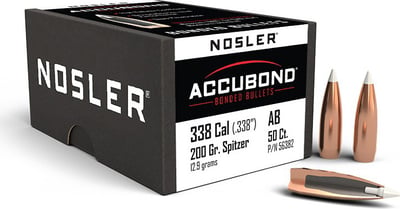 Nosler AccuBond Spitzer Projectiles .338 Cal 200gr 50 Count