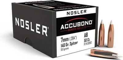 Nosler AccuBond Spitzer Projectiles 7mm .284" 140gr 50 Count