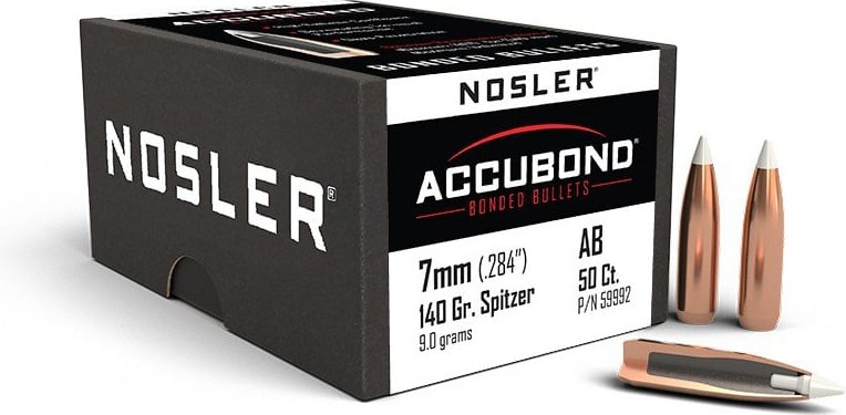 Nosler AccuBond Spitzer Projectiles 7mm .284" 140gr 50 Count