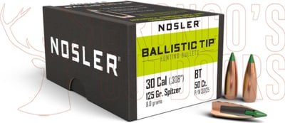 Nosler Ballistic Tip Hunting Projectiles .30 Cal .308" 125gr 50 Rounds