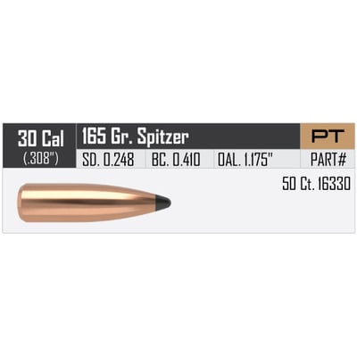 Nosler Partition Projectiles .30 Cal .308" 165gr 50 Rounds