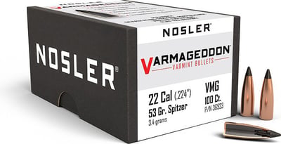 Nosler Varmageddon Projectiles .22 Cal .224" 53gr 100 Count