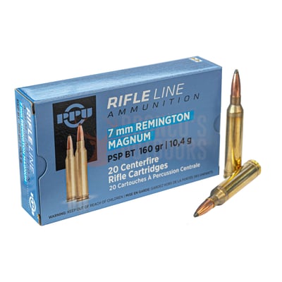 PPU Rifle Line 7mm Rem Mag 160gr PSP BT 20 Rounds