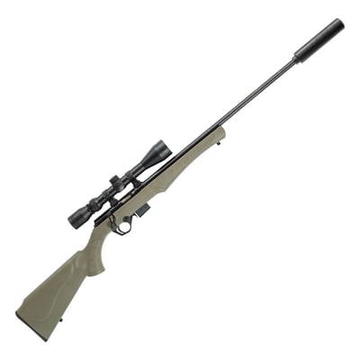 Rossi 8122M .22 WMR Green Stock + Nikko Stirling Mountmaster Riflescope 3-9x40mm HMD Reticle + DPT Rimfire Suppressor 5 Baffles 1/2-20 UNF