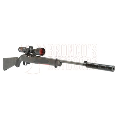 Ruger 10/22 Blued Synthetic .22 LR + Burris Fullfield Riflescope 3-12x42mm Plex KSB MY25 + Stealth Alloy Weaver Scope Rings 1" Medium + Suppressor