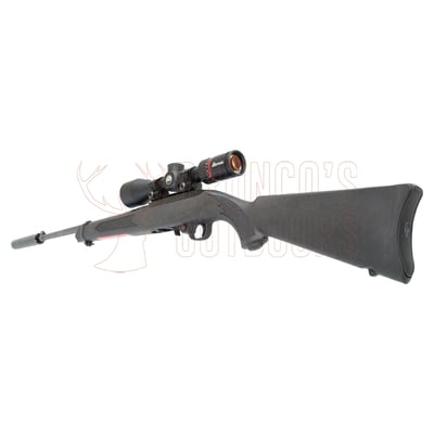 Ruger 10/22 Blued Synthetic .22 LR + Burris Fullfield Riflescope 3-12x42mm Plex KSB MY25 + Stealth Alloy Weaver Scope Rings 1" Medium + Suppressor