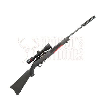 Ruger 10/22 Blued Synthetic .22 LR + Burris Fullfield Riflescope 3-12x42mm Plex KSB MY25 + Stealth Alloy Weaver Scope Rings 1" Medium + Suppressor