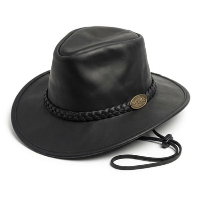 Selke Stressed Leather Hat 108 Fullgrain Black