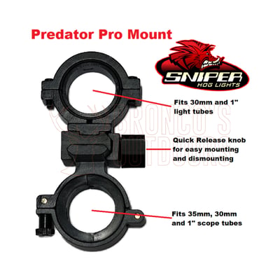 Sniper Hog Lights Predator Pro Scope and Flashlight Mounts 1 Inch, 30mm, 35mm Weaver/Picatinny