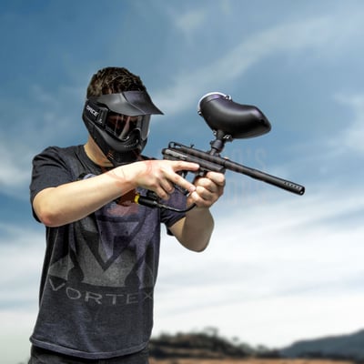 Spyder Victor Paintball Marker .68 Cal + 200 Rounds .68 Cal Hopper + Paintball Mask + Tippmann CO2 Tank 12oz + Empire Heat Paintball .68 Cal 500 Rounds