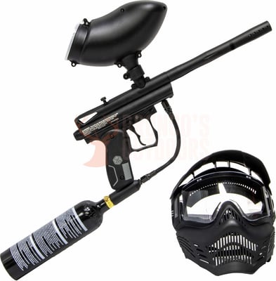Spyder Victor Paintball Marker .68 Cal + 200 Rounds .68 Cal Hopper + Paintball Mask + Tippmann CO2 Tank 12oz + Empire Heat Paintball .68 Cal 500 Rounds