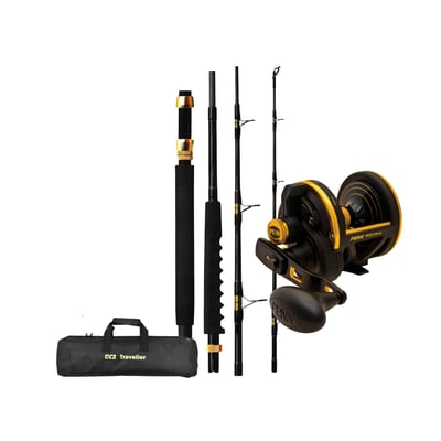 Tica Traveller 704 Overhead Rod 7' 4-Piece 24kg + Penn Squall 50LD Lever Drag Reel