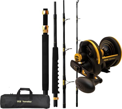 Tica Traveller 704 Overhead Rod 7' 4-Piece 24kg + Penn Squall 50LD Lever Drag Reel