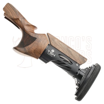 TSK Standard Adjustable Trap Stock for Krieghoff K80, Large Right-Handed Grip, Black Bridge, 40mm Walnut Comb, 140mm Black Pipe, 23mm Recoil Pad