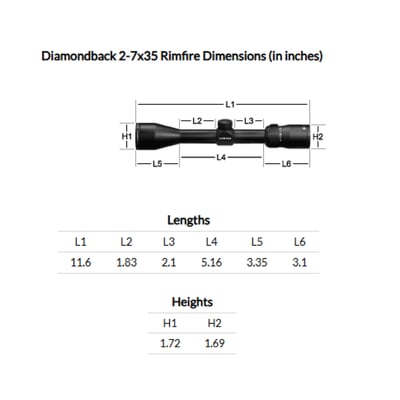 Vortex Diamondback Rifle Scope 2-7x35mm V-Plex Rimfire