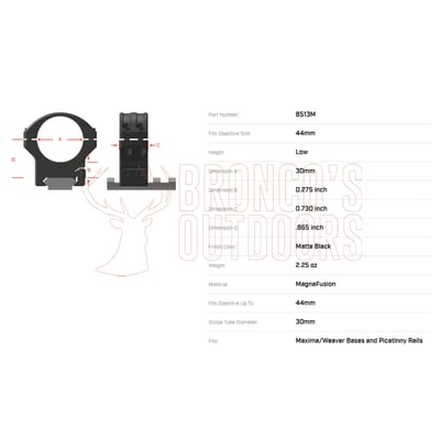 Warne Hyperlite Scope Rings 30mm Low Matte