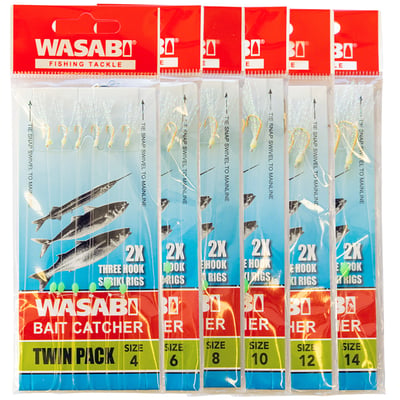 Wasabi Sabiki Fishing Rigs Twin Pack 2x 3 Hooks